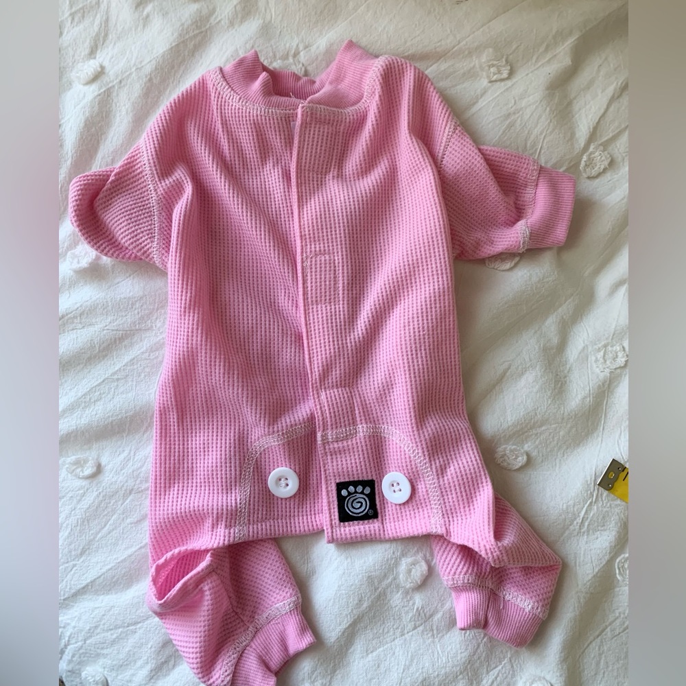 2/$10 Top Paw Size S Pink Thermal Dog Pajamas